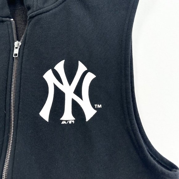 New York Yankees Jumper Mens Medium M Black MLB Full Zip Hooded Sleeveless Adult - Picture 4 of 11